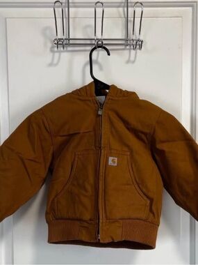 Kids Carhartt Brown Quilt Lined Insulated Hooded Jacket 4T Toddler